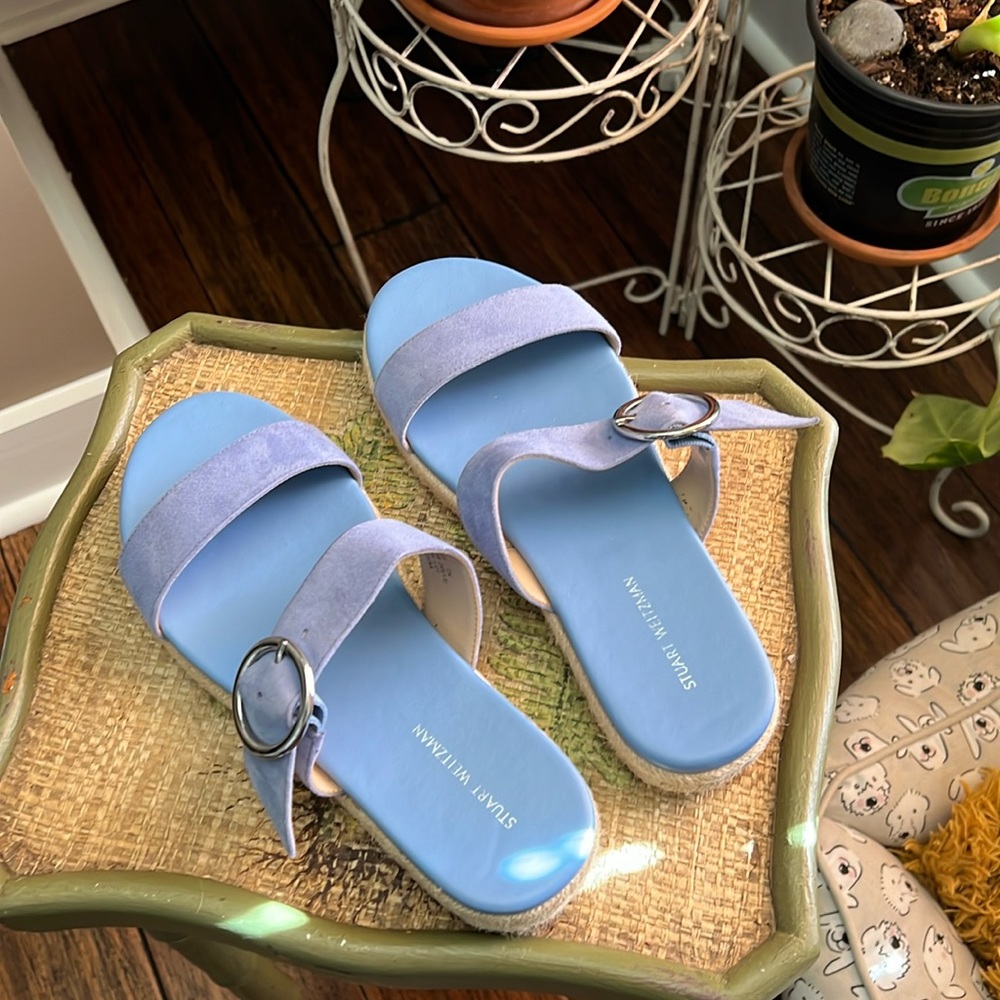 Blue suede sandals